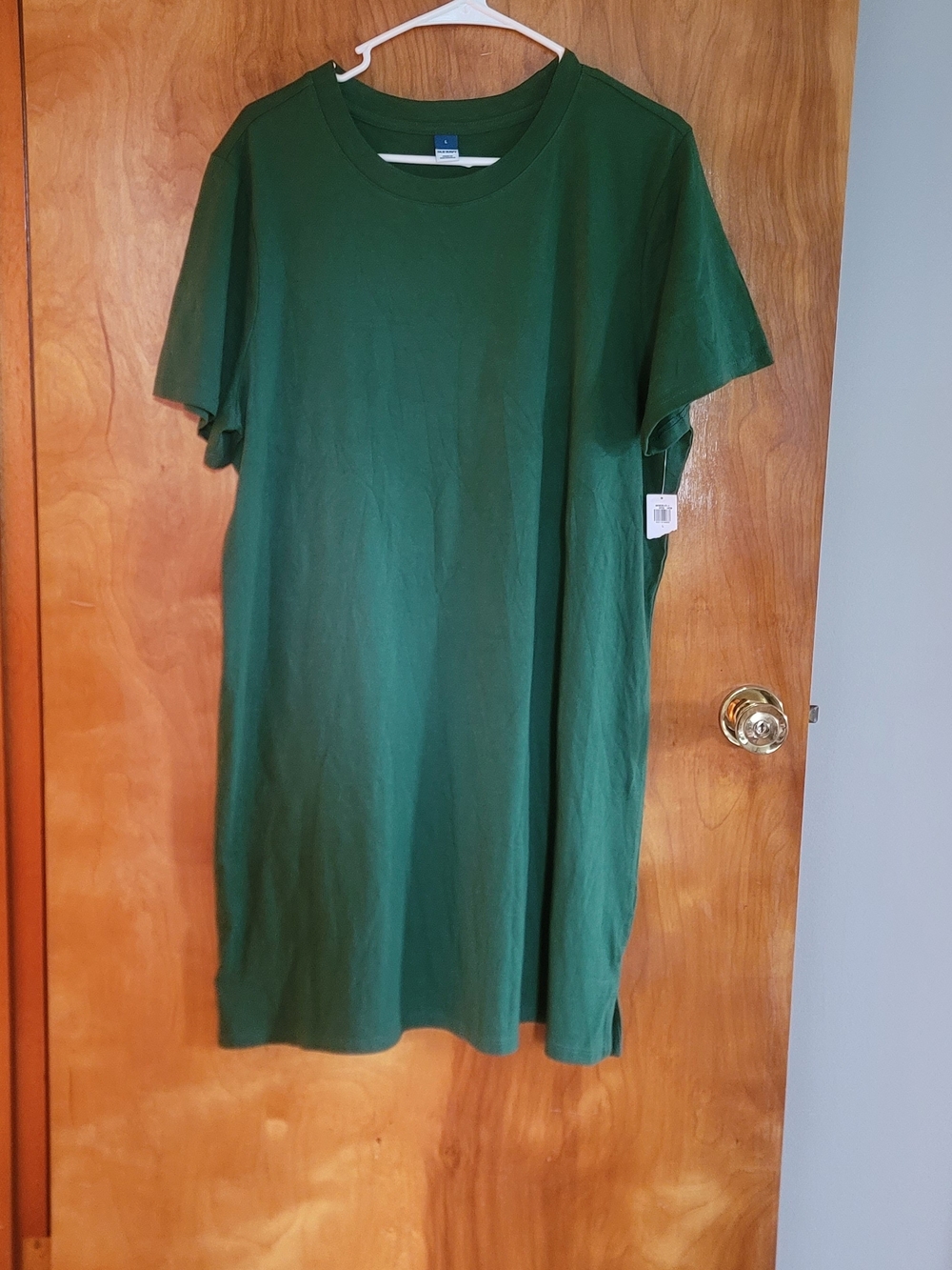 Emerald Green Basic Crewneck T-Shirt Dress